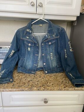 Distressed Blue Denim Jacket - Women's Casual Trucker Jacket XS-S 
Never worn